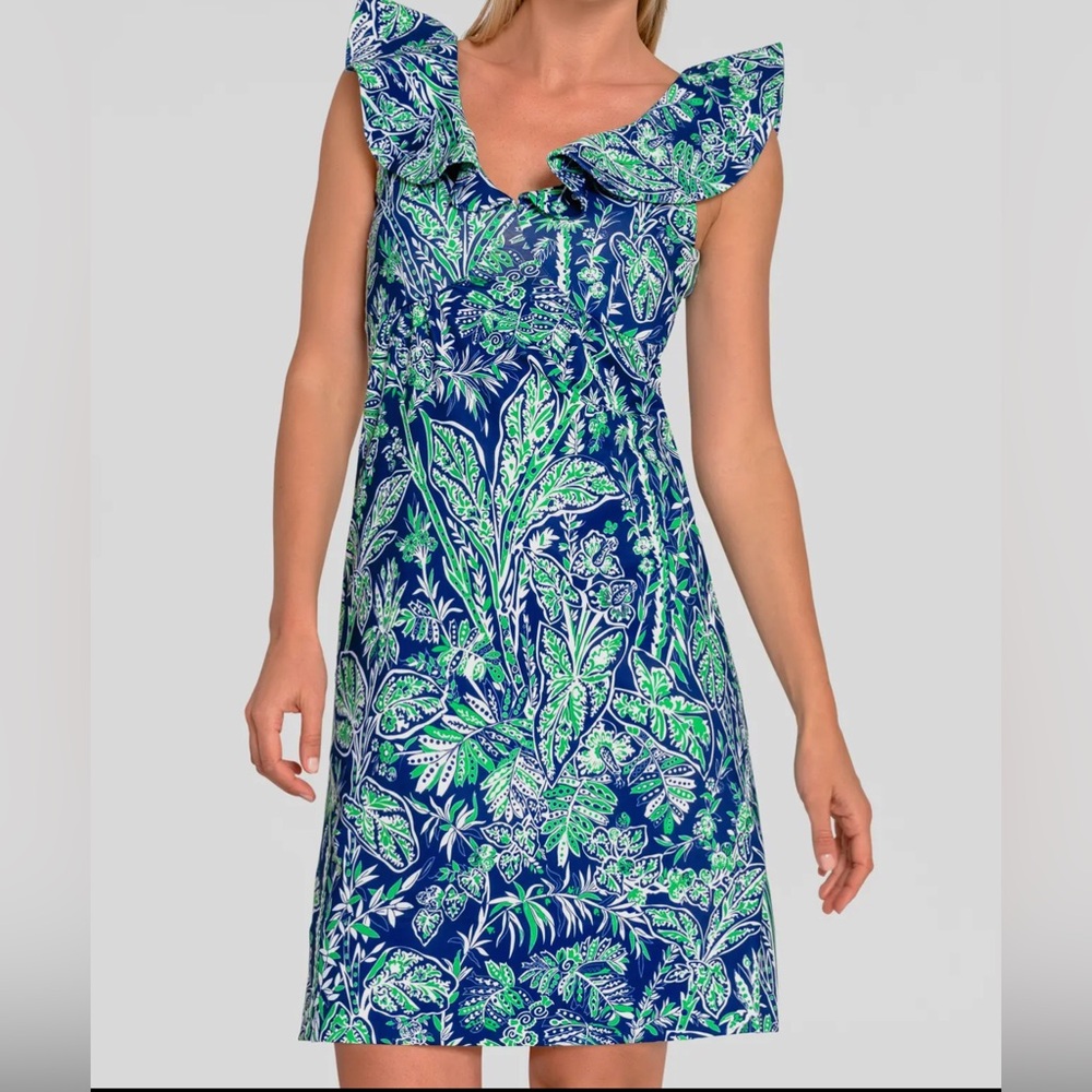Gretchen Scott ruffle fling fantasy sheath dress New